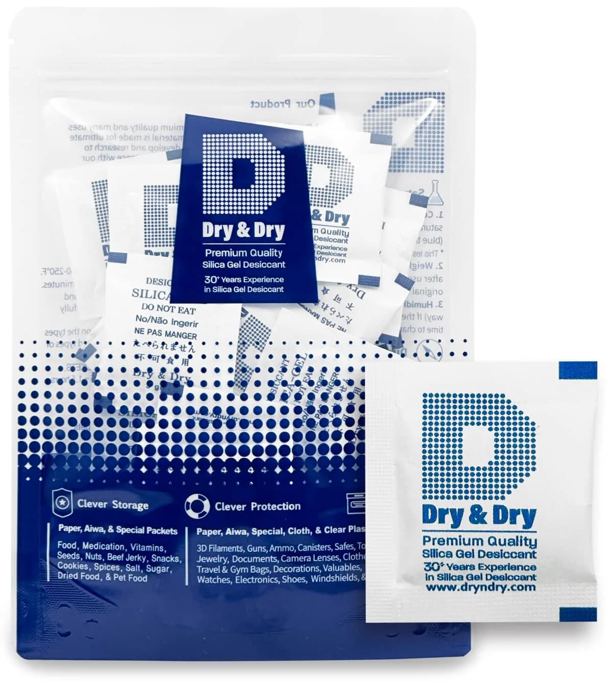 Dry & Dry Silica Gel Packets 3 Gram | Rechargeable Moisture Absorbers for Food & Electronics