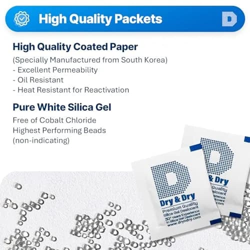 Dry & Dry Silica Gel Packets 3 Gram | Rechargeable Moisture Absorbers for Food & Electronics thumbnail 2