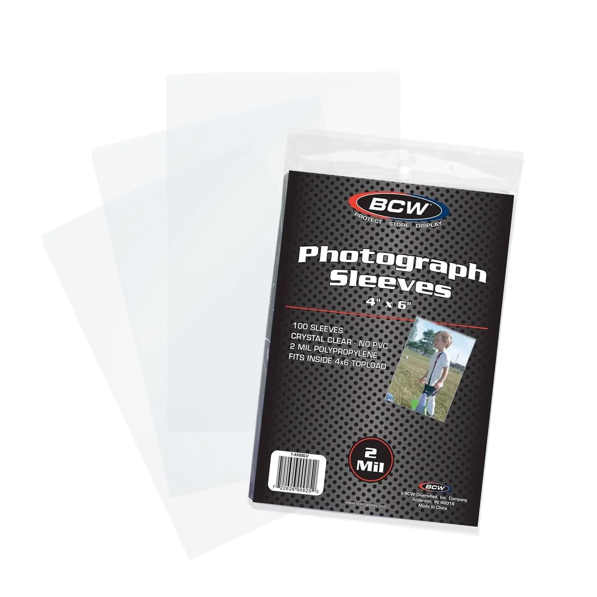 BCW 4x6 Photograph Sleeves - Pack of 100 | Archival Quality Crystal Clear Polypropylene | Acid-Free for Art Prints, Postcards, Pictures, and More!