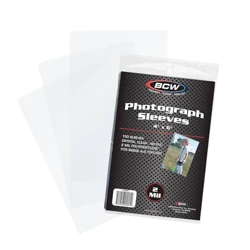 BCW 4x6 Photograph Sleeves - Pack of 100 | Archival Quality Crystal Clear Polypropylene | Acid-Free for Art Prints, Postcards, Pictures, and More! thumbnail 1