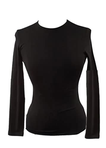 KIKI RIKI Women’s Cotton Long Sleeve Shell T-Shirt Style 12528 Black Large | Full Coverage, Comfortable Layering thumbnail 1