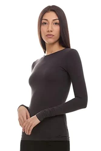 KIKI RIKI Women’s Cotton Long Sleeve Shell T-Shirt Style 12528 Black Large | Full Coverage, Comfortable Layering thumbnail 5