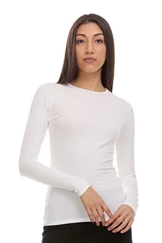 KIKI RIKI Women’s Cotton Long Sleeve Shell T-Shirt Style 12528 Black Large | Full Coverage, Comfortable Layering thumbnail 2