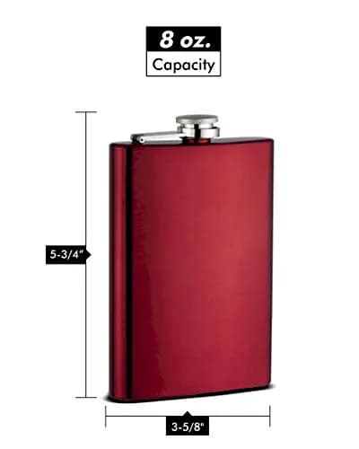 Top Shelf Flasks 8oz Hip Flask Red | Leak Proof Cap for Men & Groomsmen thumbnail 2