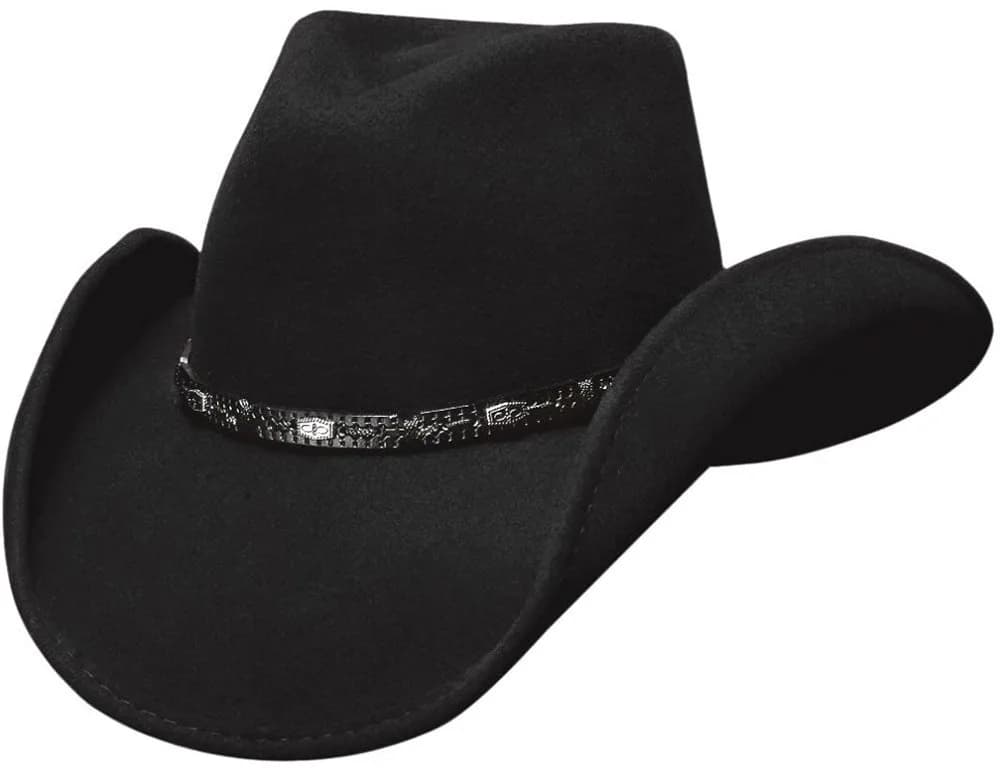 Bullhide Montecarlo Wild Horse Wool Felt Western Cowboy Hat Black Small | Pinch Front Crown for Classy Style - main product image