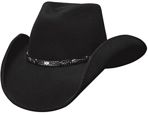 Bullhide Montecarlo Wool Felt Cowboy Hat - Black, 9.5cm (3.75") Brim | Premium Western Style for Men thumbnail 1
