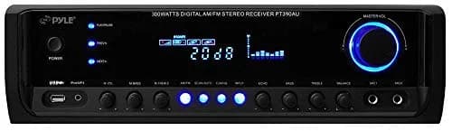 Pyle 300W 4-Channel Home Audio Power Amplifier | Stereo Receiver with USB, RCA, AUX, Mic Inputs, Echo, LED, EQ, Digital Display, Remote thumbnail 2
