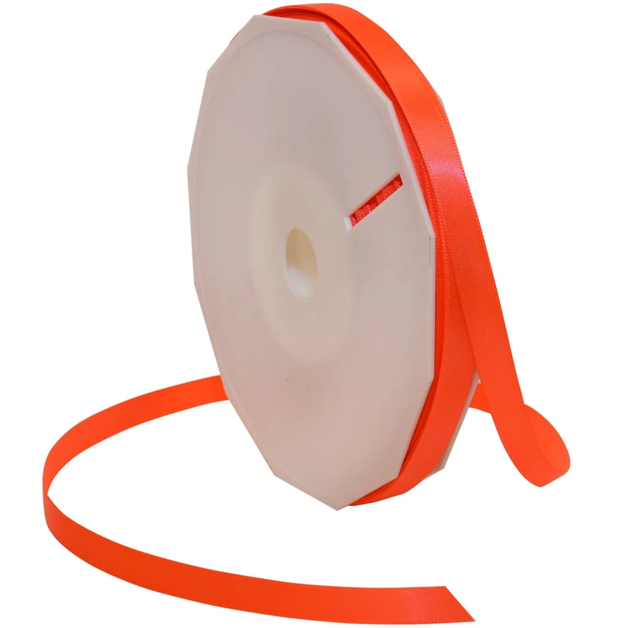 Morex Ribbon Neon Brights Satin, 3/8-inch x 50-Yard | Double Faced, Durable Polyester, Key Lime — Neon Orange / 3/8" x 50 Yd
