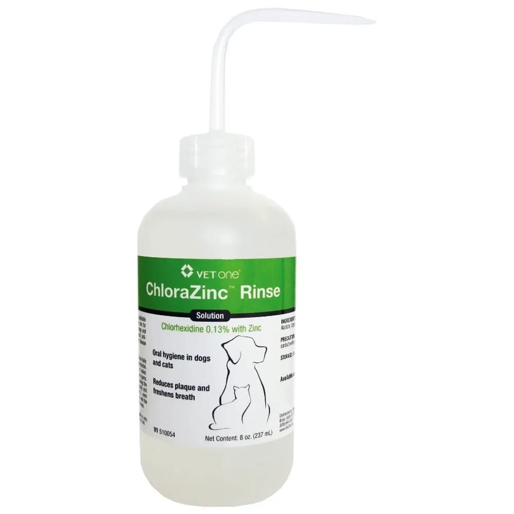 Vet One ChloraZinc Rinse 8 oz | Antiplaque & Breath Freshening Formula for Cats & Dogs