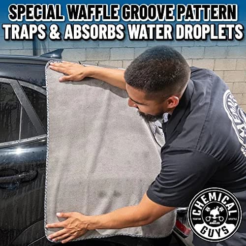 Chemical Guys Waffle Weave Gray Matter Microfiber Drying Towel 63cm x 91cm (25"x 36") | Scratch-Free Drying for Cars thumbnail 5