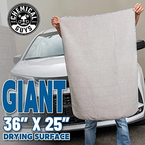 Chemical Guys Waffle Weave Gray Matter Microfiber Drying Towel 63cm x 91cm (25"x 36") | Scratch-Free Drying for Cars thumbnail 2
