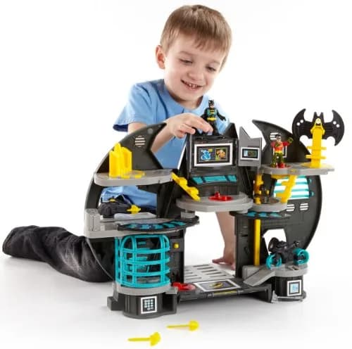 Imaginext Super Friends Batcave Playset with Batman & Robin Figures | Battery-Operated Interactive Toy thumbnail 1