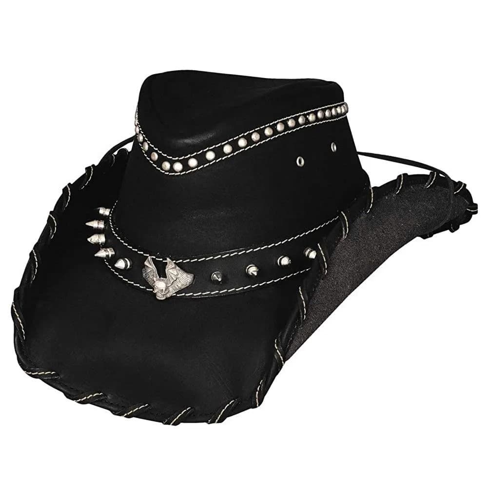 Bullhide Leather Collection Men's Iron Road Cowboy Hat 3 3/8" Brim Black Large — Large