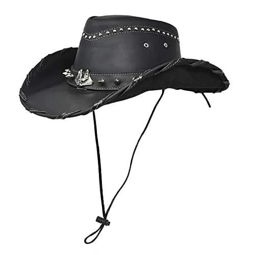 Bullhide Leather Collection Men's Iron Road Cowboy Hat 3 3/8" Brim Black Large thumbnail 4
