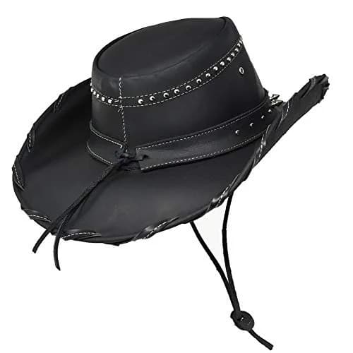 Bullhide Leather Collection Men's Iron Road Cowboy Hat 3 3/8" Brim Black Large thumbnail 5