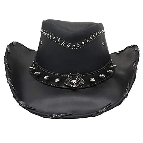 Bullhide Leather Collection Men's Iron Road Cowboy Hat 3 3/8" Brim Black Large thumbnail 2