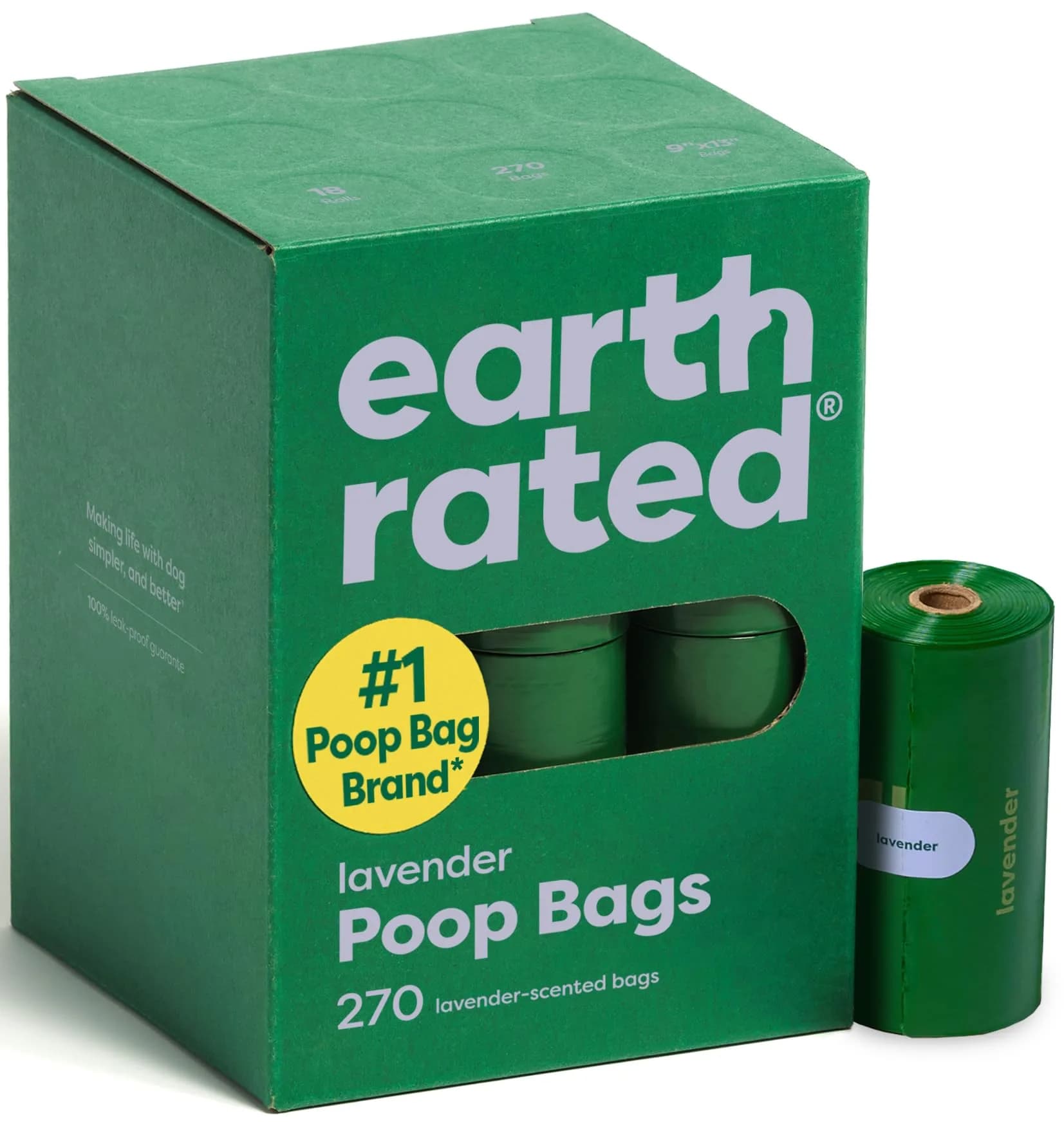 Earth Rated Dog Poop Bags on Refill Rolls 270 Lavender | Leak-Proof & Extra Thick (en_US)