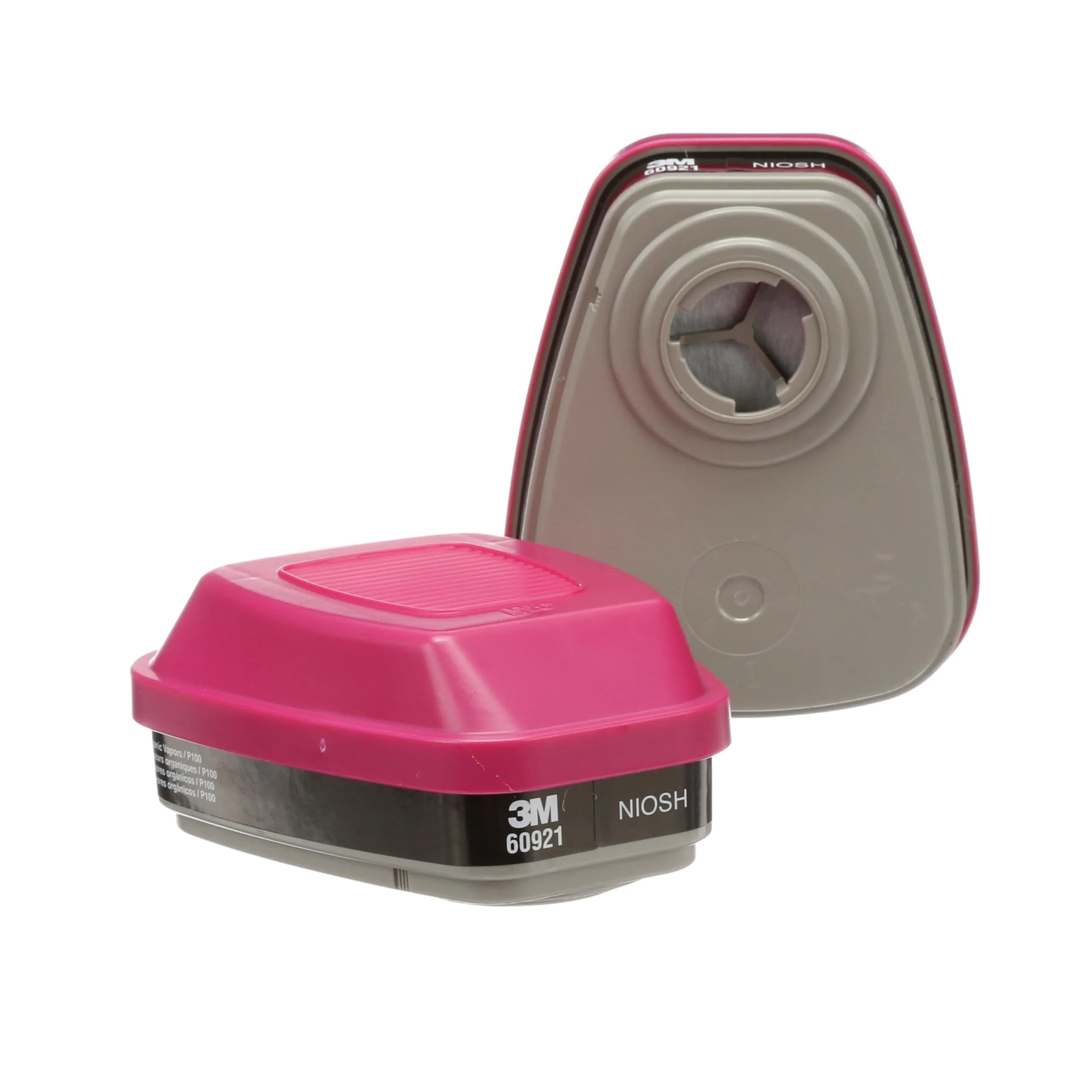 3M P100 Respirator Cartridge/Filter 60921 | NIOSH Approved, 1 Pair, OV/P100, Magenta/Black