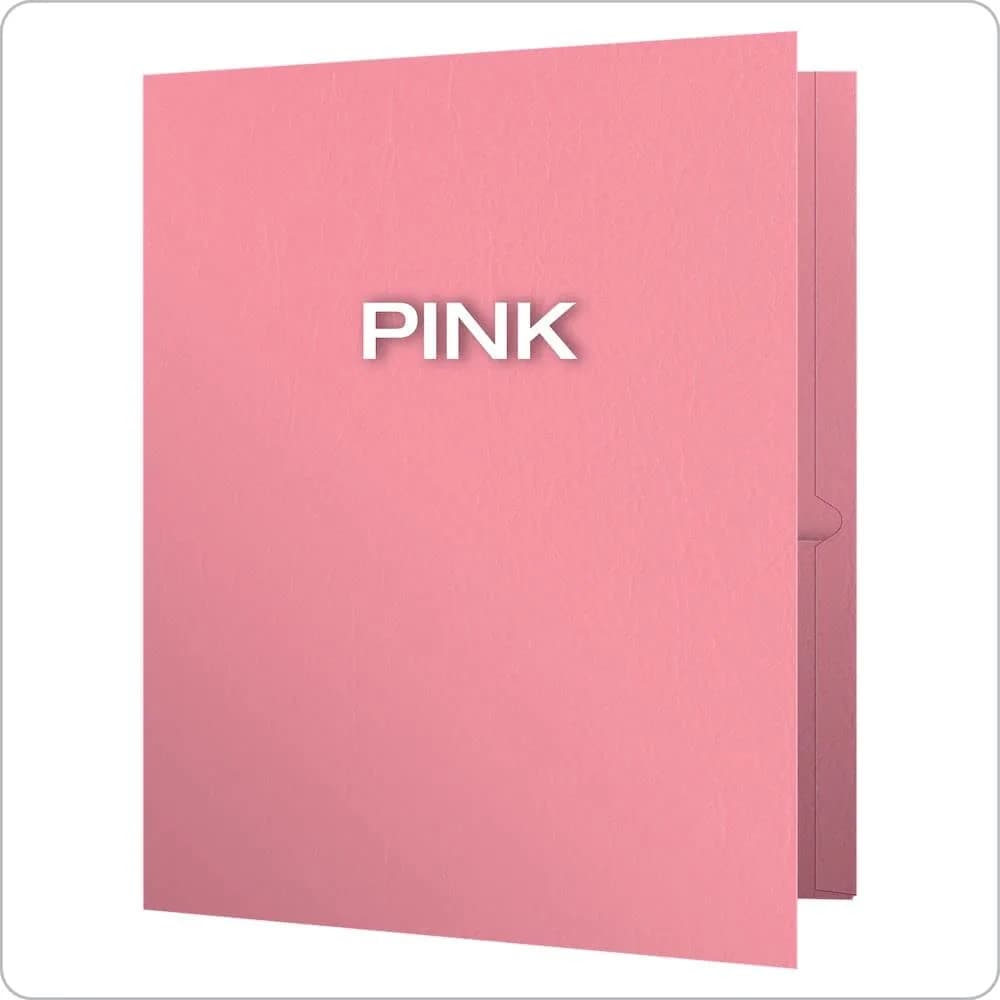 Oxford Twin-Pocket Folders Textured Paper Letter Size Pink Holds 100 Sheets Box of 25 - view 3