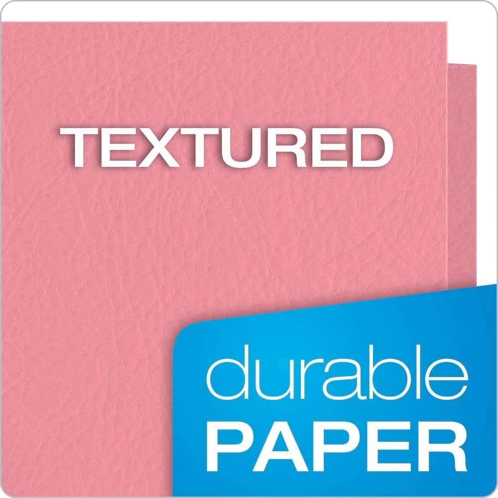 Oxford Twin-Pocket Folders Textured Paper Letter Size Pink Holds 100 Sheets Box of 25 - view 4