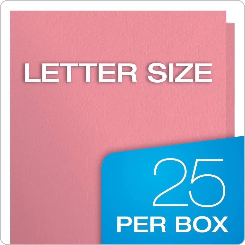 Oxford Twin-Pocket Folders Textured Paper Letter Size Pink Holds 100 Sheets Box of 25 - view 6