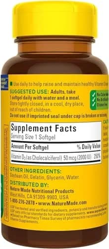 Nature Made Vitamin D3 2000 IU Liquid Softgels 270 Count (90 ea Pack of 3) | Supports Bone, Muscle & Immune Health thumbnail 6