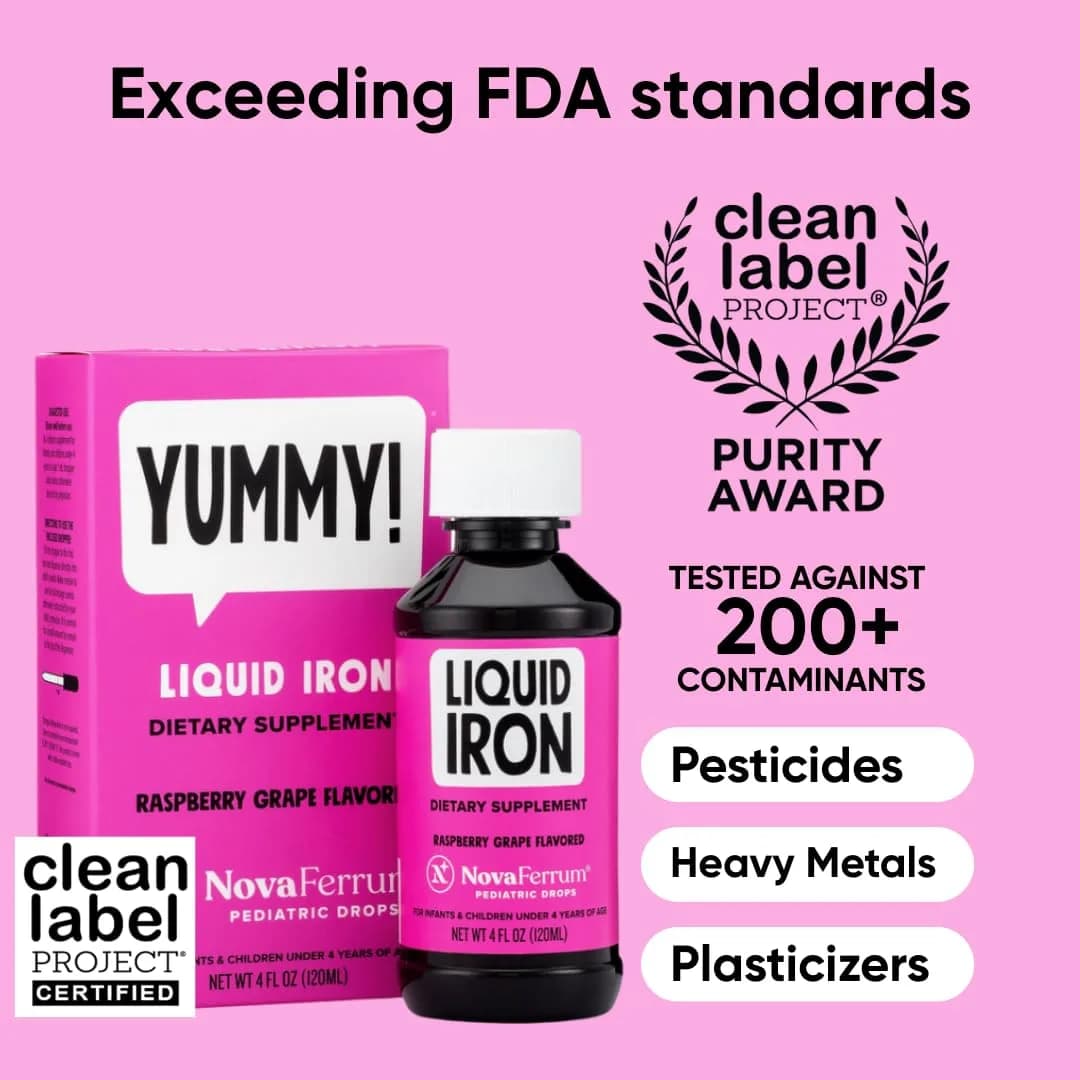 NovaFerrum Yummy Pediatric Drops Liquid Iron Supplement 15mg (4 Fl Oz / 120 mL) | Clinically Proven Safe & Effective Iron for Kids - view 2