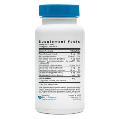 NeuroScience TravaGen Emotional Support & Stress Relief Supplement, 120 ct | Mood & Sleep Support with L-Tryptophan & B12 thumbnail 5