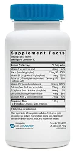 NeuroScience TravaGen Emotional Support & Stress Relief Supplement, 120 ct | Mood & Sleep Support with L-Tryptophan & B12 thumbnail 6