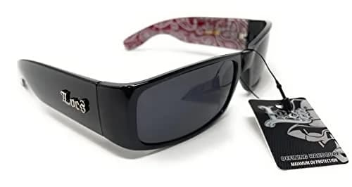 Locs Mens Hardcore Gangster Sunglasses Bandana Print Black/Red | Polarized UV Protection thumbnail 4