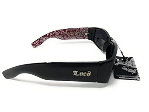 Locs Mens Hardcore Gangster Sunglasses Bandana Print Black/Red | Polarized UV Protection thumbnail 5