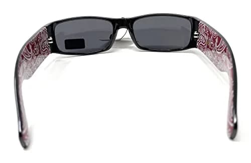 Locs Mens Hardcore Gangster Sunglasses Bandana Print Black/Red | Polarized UV Protection thumbnail 6