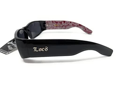 Locs Mens Hardcore Gangster Sunglasses Bandana Print Black/Red | Polarized UV Protection thumbnail 7