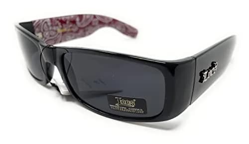Locs Mens Hardcore Gangster Sunglasses Bandana Print Black/Red | Polarized UV Protection thumbnail 8