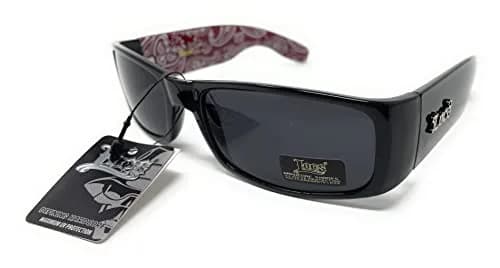Locs Mens Hardcore Gangster Sunglasses Bandana Print Black/Red | Polarized UV Protection thumbnail 2