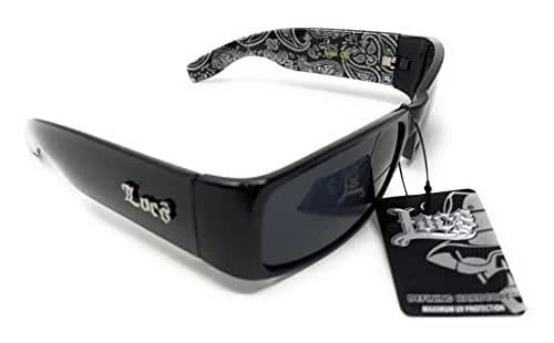 Locs Mens Hardcore Wrap Around Sunglasses with Bandana Print Inside, Black - Black Inside, Medium | UV Protection for Outdoor Sports thumbnail 4