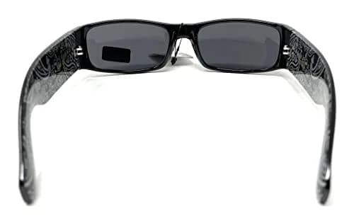 Locs Mens Hardcore Wrap Around Sunglasses with Bandana Print Inside, Black - Black Inside, Medium | UV Protection for Outdoor Sports thumbnail 6