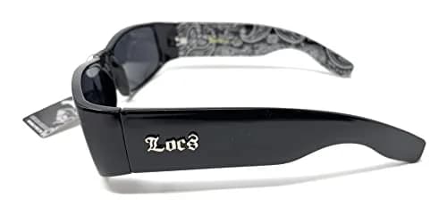 Locs Mens Hardcore Wrap Around Sunglasses with Bandana Print Inside, Black - Black Inside, Medium | UV Protection for Outdoor Sports thumbnail 7