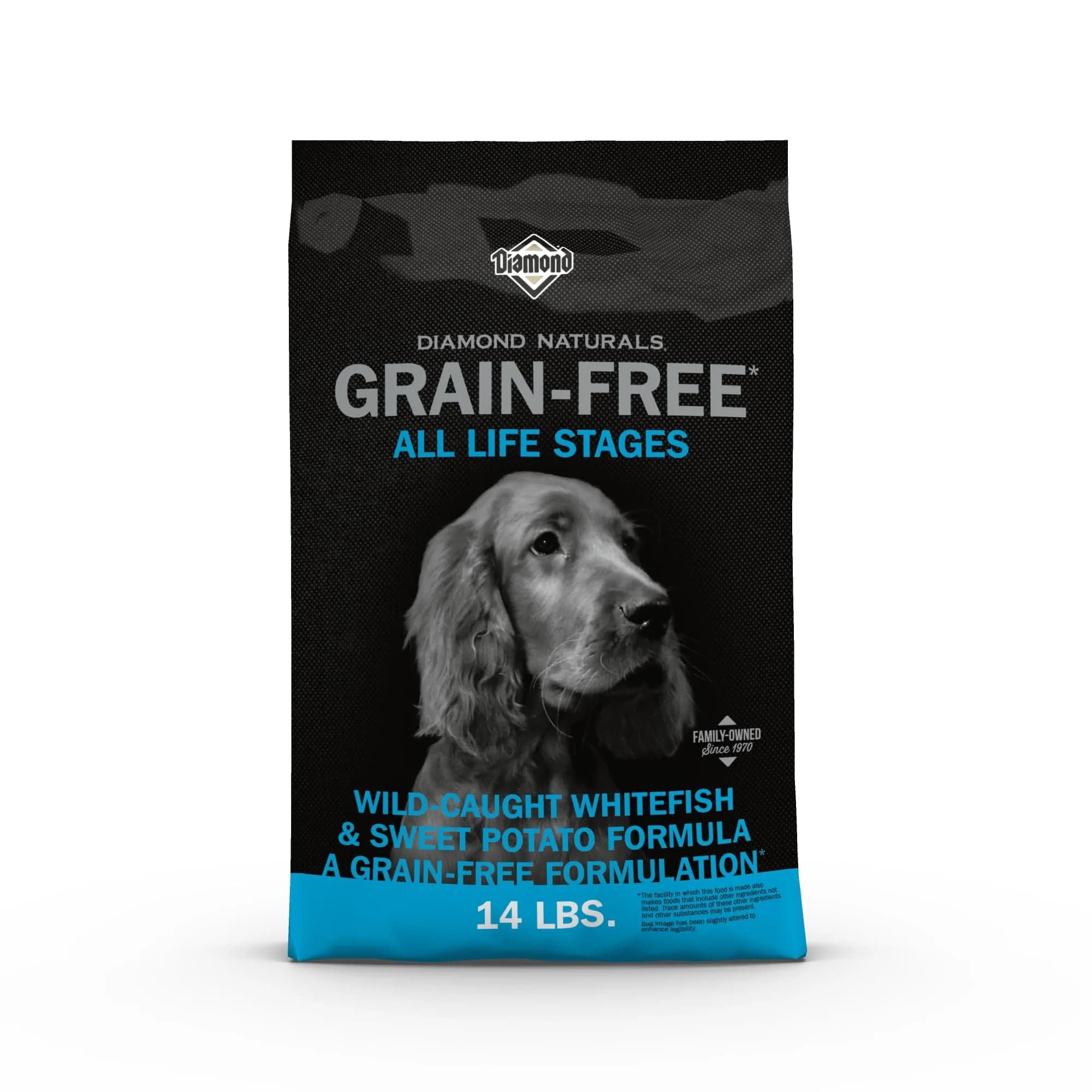 DIAMOND NATURALS Grain-Free Dry Dog Food, Cage-Free Chicken, 12.7kg (28lb) | All-Natural Protein & Energy — Whitefish and Sweet Potato / 14 Pound