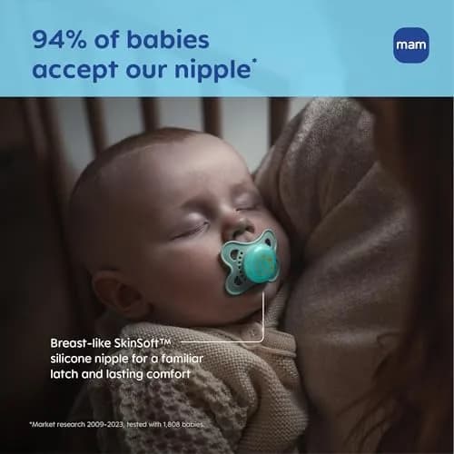 MAM Original Baby Pacifiers 0-6 Months, Glows in The Dark, 2 Pack | Developed with Pediatric Dentists thumbnail 6