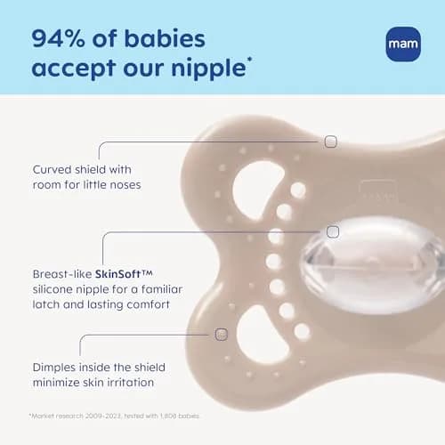 MAM Original Baby Pacifiers 0-6 Months, Glows in The Dark, 2 Pack | Developed with Pediatric Dentists thumbnail 3