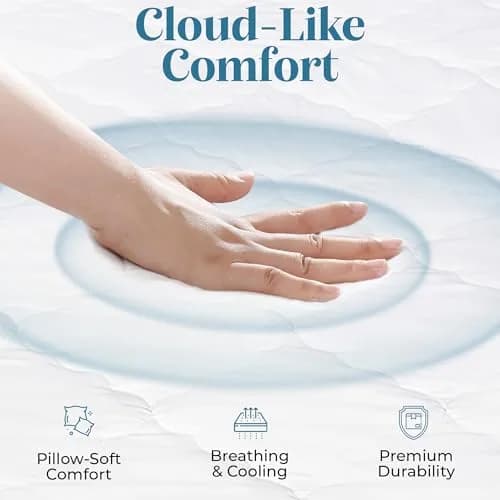 MICROPUFF King Size Fitted Mattress Pad 78" x 80" | Breathable & Soft with Deep Stretch Pockets thumbnail 4