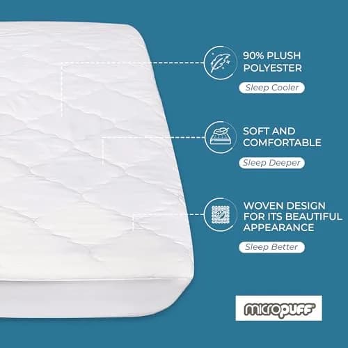 MICROPUFF King Size Fitted Mattress Pad 78" x 80" | Breathable & Soft with Deep Stretch Pockets thumbnail 2