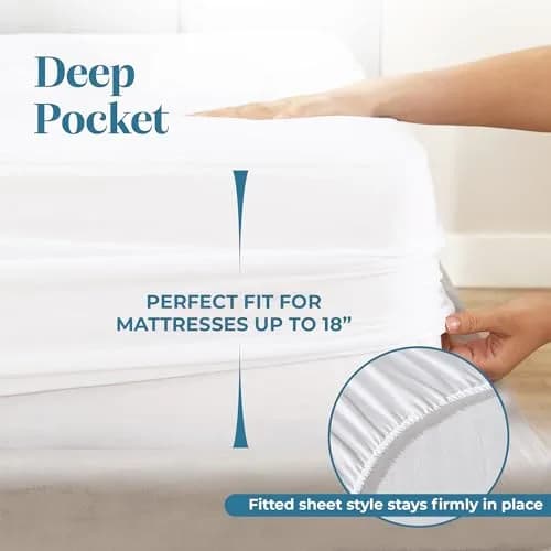 MICROPUFF King Size Fitted Mattress Pad 78" x 80" | Breathable & Soft with Deep Stretch Pockets thumbnail 3