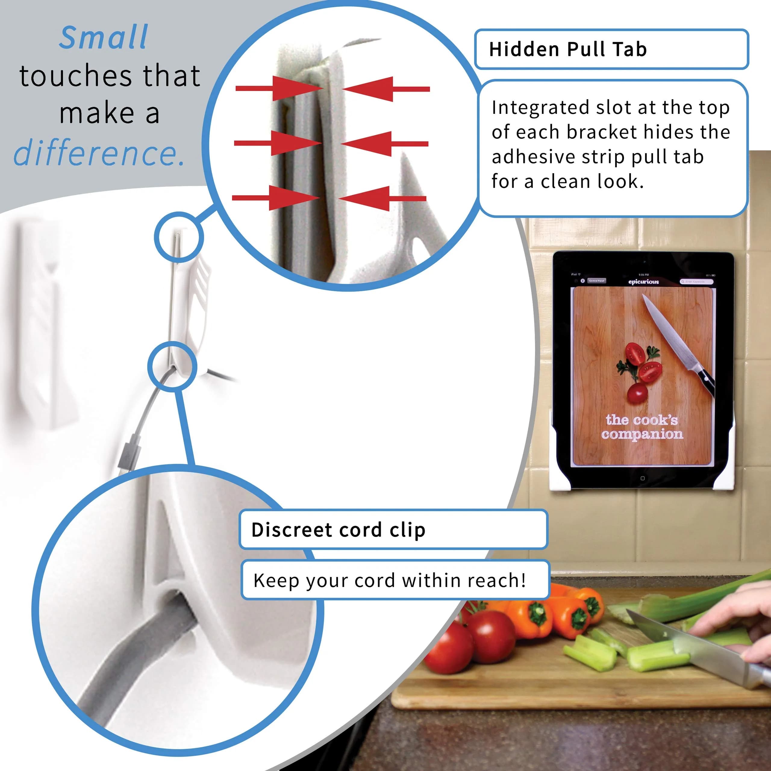 Dockem Koala Universal Tablet Wall Mount | Damage-Free Adhesive for iPad, Android, Windows Tablets & Smartphones - view 2