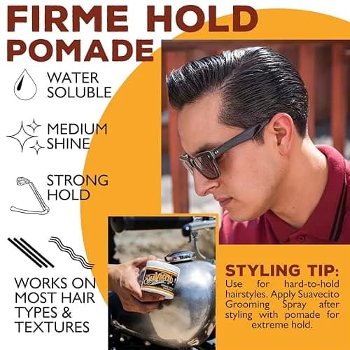 Suavecito Pomade Firme (Strong) Hold 4 oz | Water-Based Wax Like Flake Free Hair Gel for Men & Women thumbnail 5