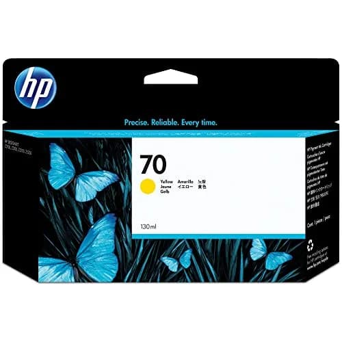 HP 70 Yellow 130-ml Genuine Ink Cartridge for DesignJet Z5400, Z5200, Z3200, Z3100 & Z2100 Large Format Printers thumbnail 1