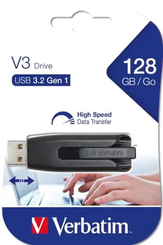 Verbatim 128GB USB 3.0 Store 'n' Go V3 Flash Drive - Gray | Cap-Less & PC/Mac Compatible thumbnail 6