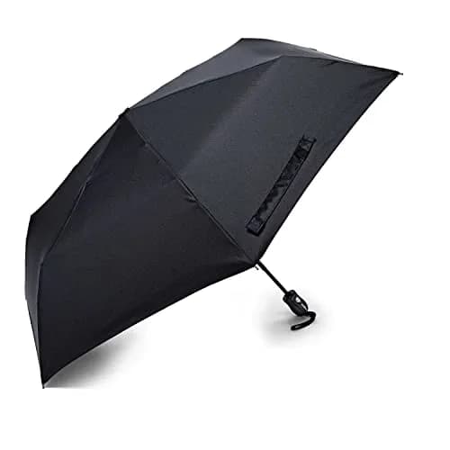 Samsonite Compact Auto Open/Close Umbrella, Black, 96.5cm (38") | Windproof Folding Umbrella for Travel — Black