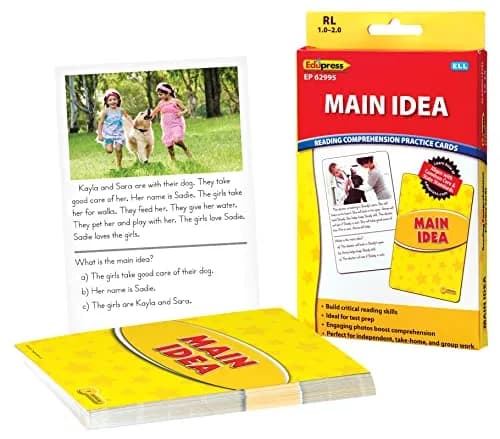 Edupress Reading Comprehension Practice Cards, Main Idea, Yellow Level | Supports Reading Skills for Class 1-2 thumbnail 1